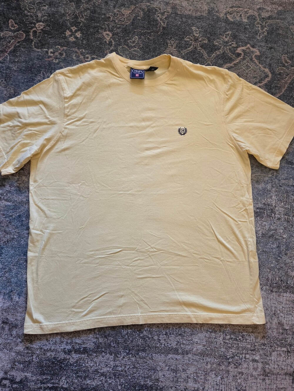 Chaps Men's Solid Yellow Crewneck Short Sleeve T-Shirt – Size XL
